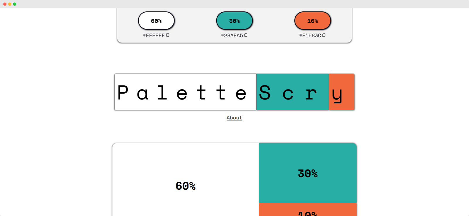 Screenshot of PaletteScry Website