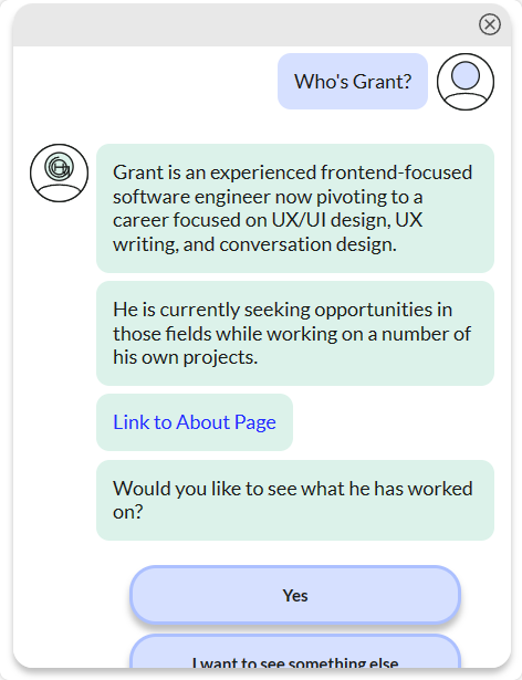 The functioning chatbot prototype.