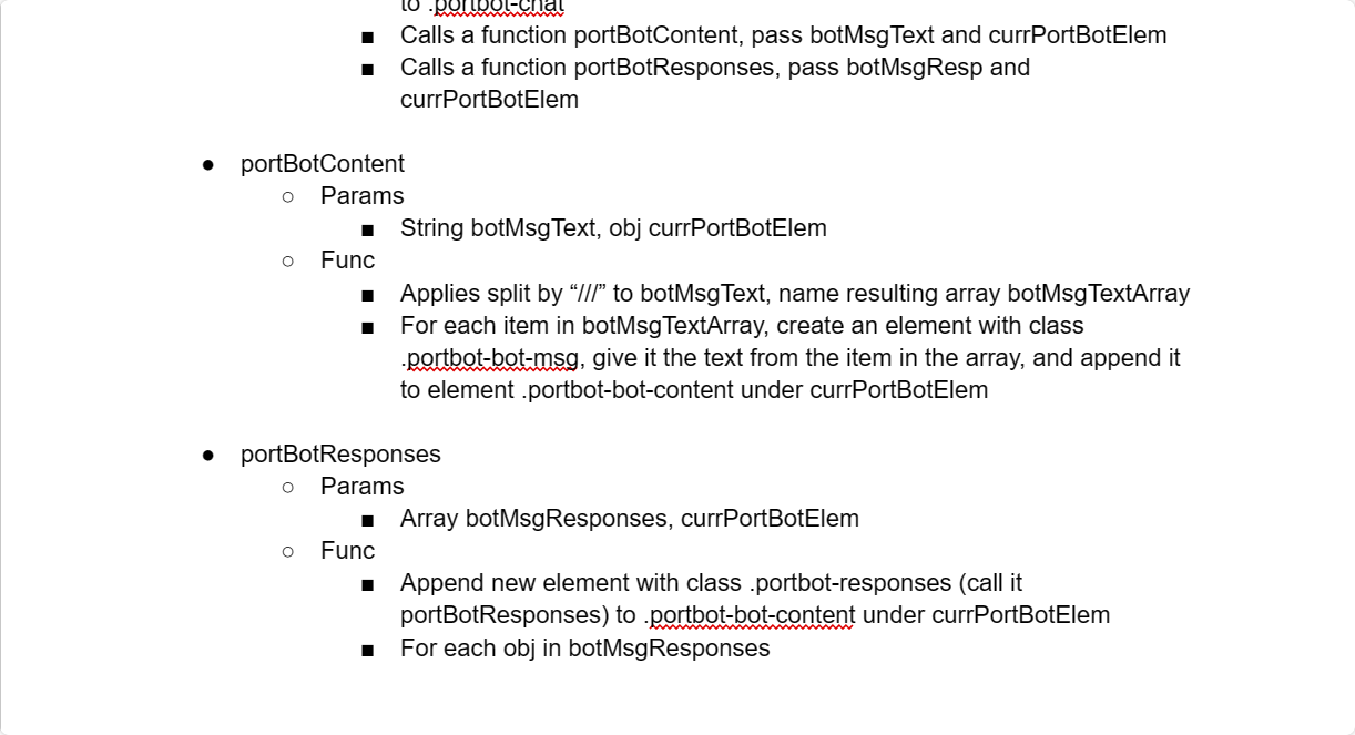 Planning out the chatbot functionality and prompts.